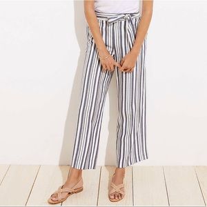 LOFT Shimmer Stripe Tie Waist Wide Leg Pants